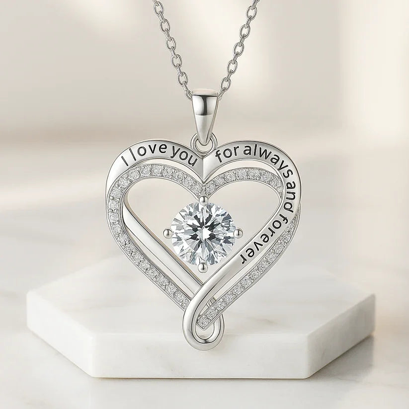 📿Engraved Heart Necklace with Wooden Box
