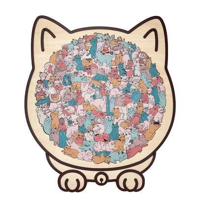 🎁Christmas Sale 49% OFF🎅135-Piece Morandi-Colored Cat Shaped Wooden Jigsaw Puzzle