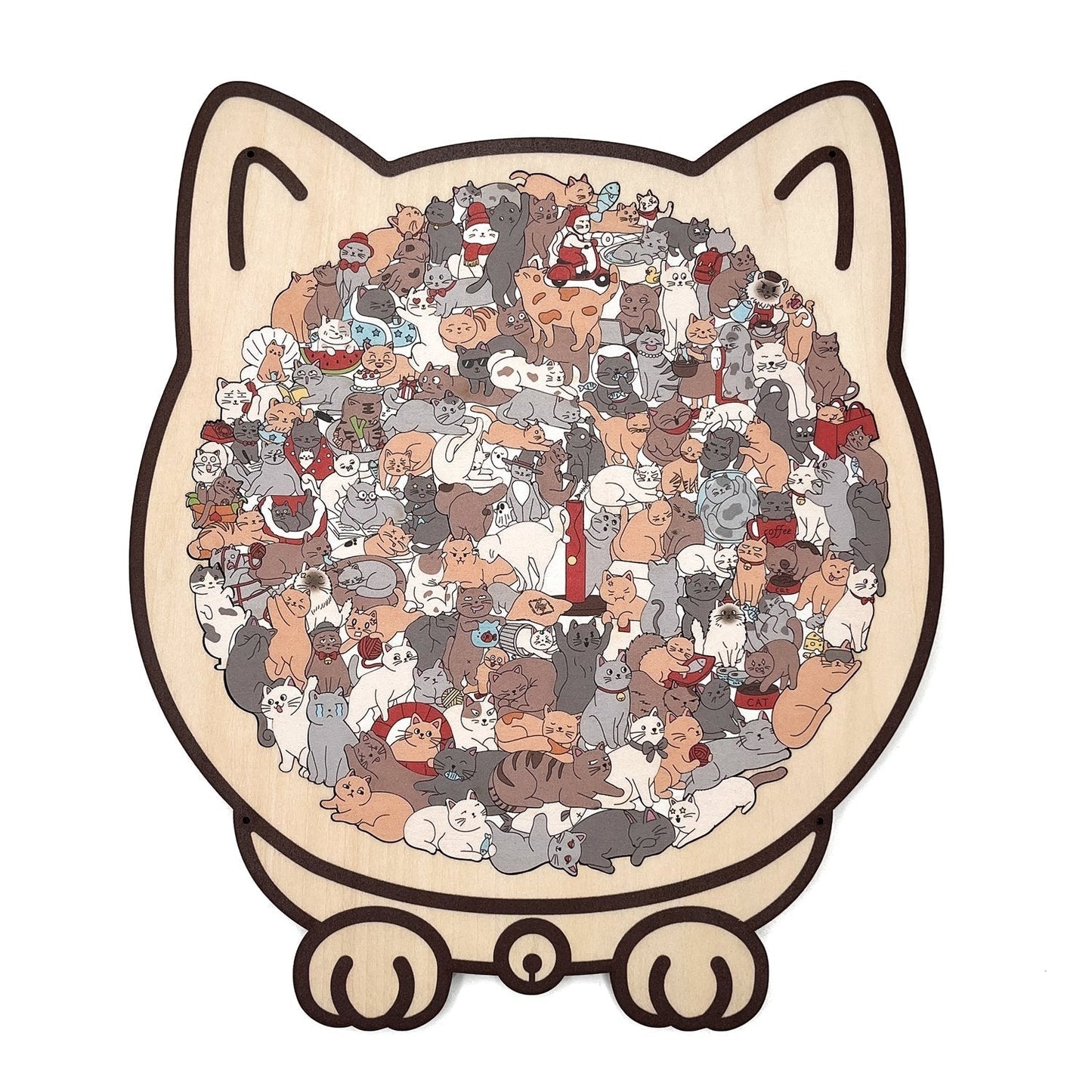 🎁Christmas Sale 49% OFF🎅135-Piece Morandi-Colored Cat Shaped Wooden Jigsaw Puzzle